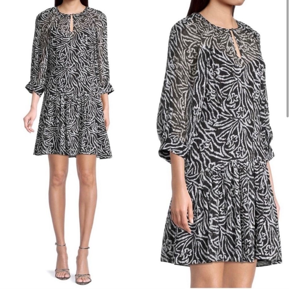 Rebecca Taylor Zebra Lily Black and White Dress